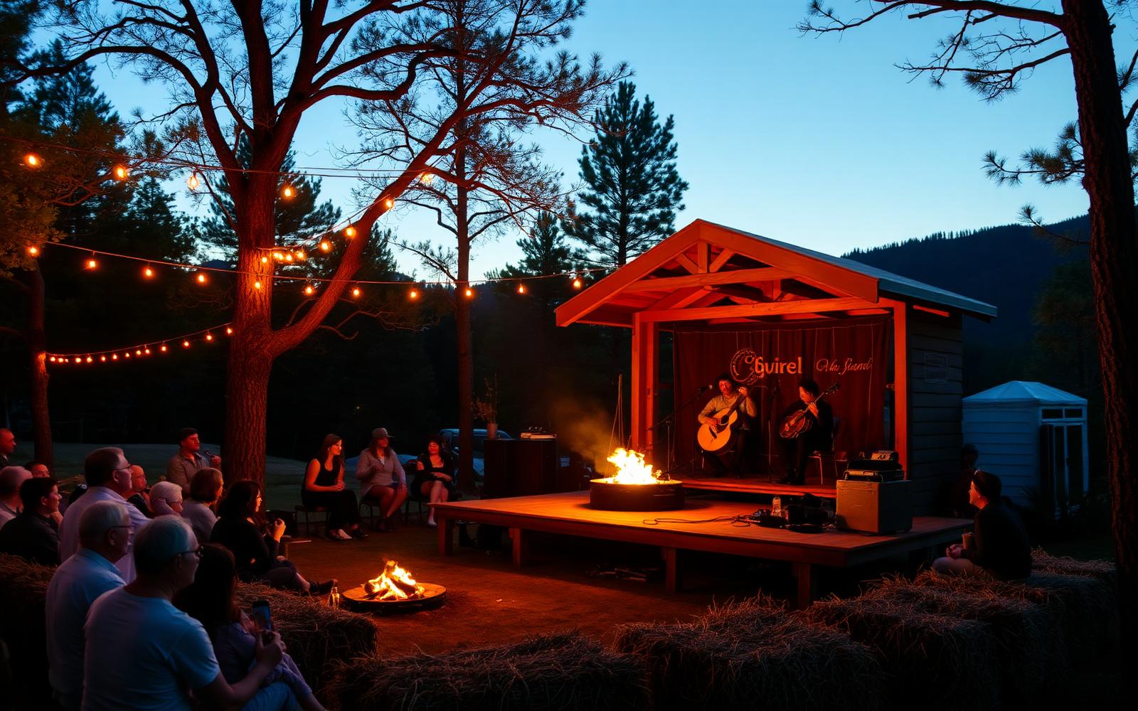 Palco acústico ao entardecer